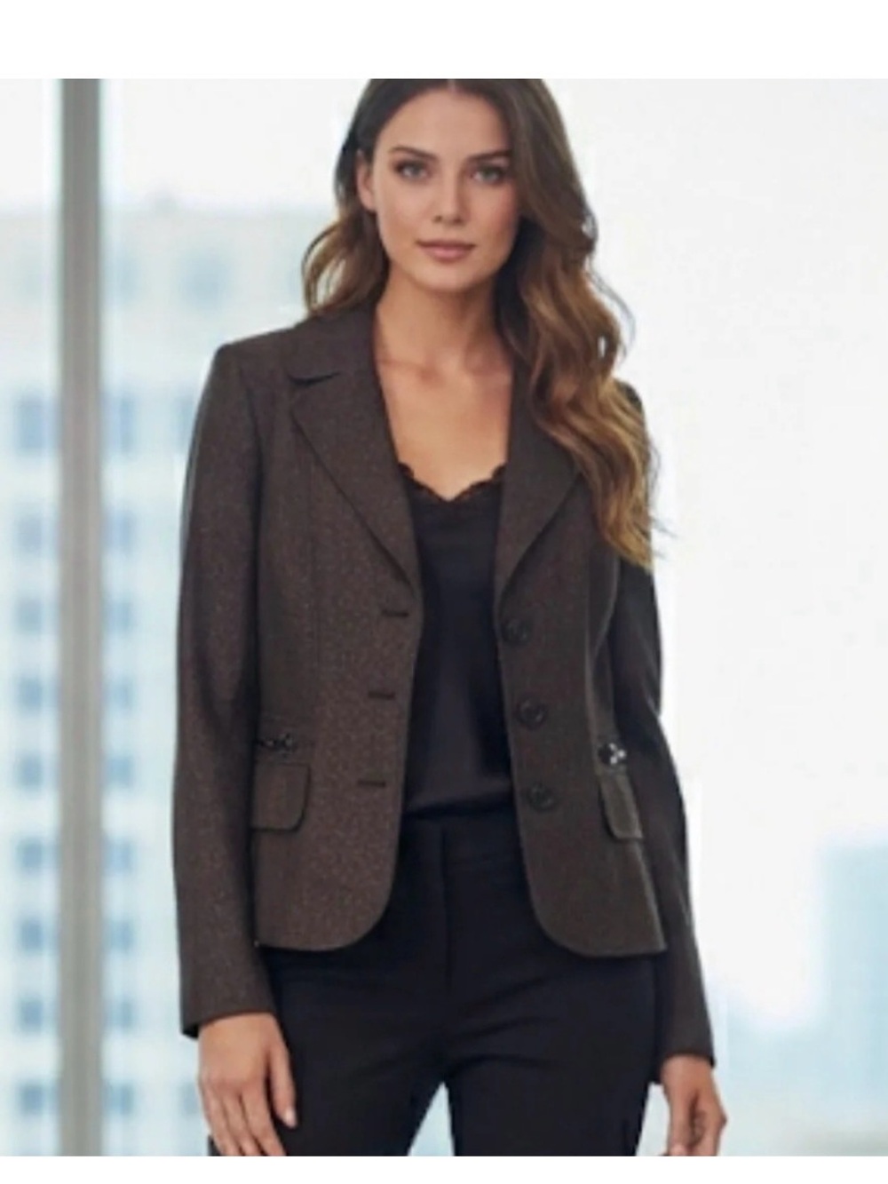 Ann Taylor Like New Dark Brown Wool Tailored Blazer 14p